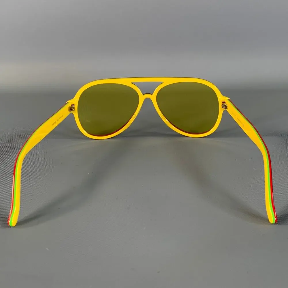 GUCCI Black yellow/red Color Block Acetate Sunglasses